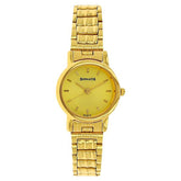 Sonata Women's Watch Analog Champagne Dial With Golden Stainless Steel Band, 8976YM09